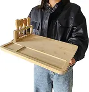 Eco-Friendly Bamboo Serving Platter with Detachable Knife Holder – 14"x11" Charcuterie Board for Kitchen & Dining – Ideal for Housewarming