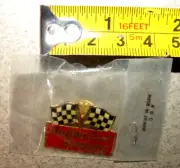 Budweiser Racing Checkered Flags Lapel Pin NOS = New Old Stock