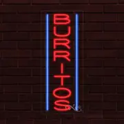 NEW "BURRITOS" w/BORDER VERTICAL 30x12x1 INCH LED FLEX WINDOW INDOOR SIGN 31527