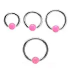 2pc 16G 316L Surgical Steel Rose Quartz Stone Bead Captive Bead Ring Earrings