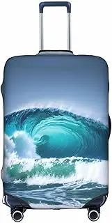 [FSCEV] Ocean Wave Trolley Suitcase Protective Cover Business Travel Luggage Protector Fashion 18-32 Inches, White, S