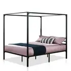 Zinus Queen, Double & Single Bed Frame Black Metal Four Poster Canopy Bed