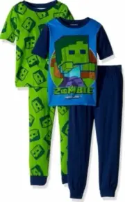 MINECRAFT Pajamas Boys 7/8 NEW TWO 2 piece Sets Shirt Pants Creeper Pjs NWT