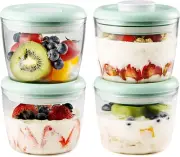 Pop Airtight Oatmeal Container 4 Set Oats Containers Pudding Jars with Lids 14OZ