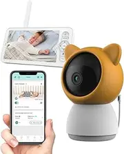 FORGE ELECTRICAL Smart Pan & Tilt 2.5K WiFi Baby Monitor Camera with Portable Monitor Screen
