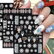Christmas Nail Stickers Decals for Women Girls 5D Self Adhesive Xmas Tree Snowflake Deer Bells Design Nail Art Stickers for Winter and Christmas Holiday Nail Tips Decorations