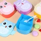Double Tier Cartoon Spoon Bento Lunchbox Food Container Tableware Set Lunch Box