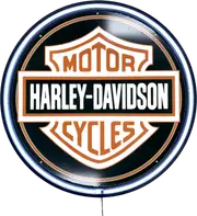 LARGE Harley Davidson Shield Bar Garage Wall Light Sign White Neon