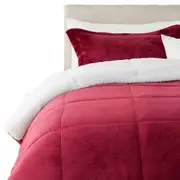 Burgundy Ultra Soft Sherpa Comforter Set