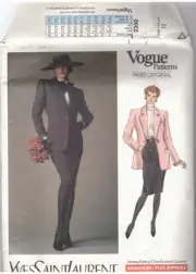 Vogue 2350 Pattern Yves Saint Laurent Jacket and Skirt Size 12 UNCUT