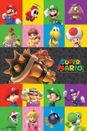 NINTENDO SUPER MARIO BROS 3D FRIENDS AND FOES GRID POSTER NEW 24x36 FREE SHIP