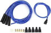 8mm Spark Plug Wire, Metal and Silicone Spark Plug Ignition Wire with Connectors, Spark Plugs and Wires Replacement for 4 Cylinder Classic Cars (Blue)