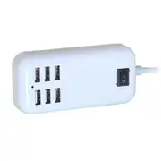 6-Outlet Power Travel Adapter Strip with Switch USB Wall Socket Cell Phone Desktop Charging Dock