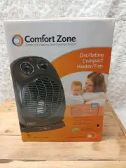 Comfort Zone Desktop Oscillating Fan-Forced Portable Space Heater, Black