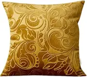 TangDepot Heavy Velvet Embossing Throw Pillow Cover, Classis Floral Anaglyph Velvet Fabric, Euro Sham, European Throw Pillow Cover, Indoor/Outdoor - (24" x 24", C13 Yellow)