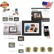 Elegant 8” Black Wood Digital Photo Frame with HD Touchscreen & Privacy Features