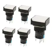 5/8" 16mm Push Button Switch Momentary Rectangular Cap LED Lamp White Light