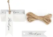 G2PLUS 100 PCS Mini Thank You Gift Tags with String,2.76'' X 0.79''White Paper H