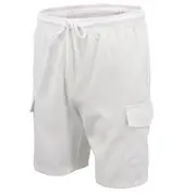 Men's Cargo Shorts 4 Pockets Cascual Work Trousers Active Pants Elastic Waist - White