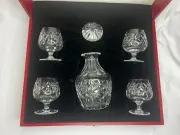 Cartier Brierley Crystal Cognac Brandy Snifters & Decanter Set Of 5 *RARE*