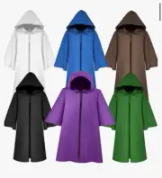 Full Length Renaissance Hooded Robe Halloween Costumes Purple 3xl