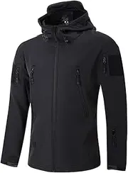 [MISETA] WEIMEI - Mens Softshell Hiking Jacket Fleece Lined Lightweight Coat for Ski Climbing Outdoor Snow (Color : Black, Size : Large)