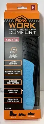 Men’s Peak Comfort Inserts for Boots, Shoes & Sneakers. Size M.