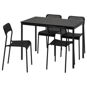 SANDSBERG / ADDE table and 4 chairs, black/black, 110x67 cm