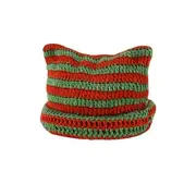 Crochet Hats for Women Cat Beanie Vintage Beanies Women Fox Hat One Size Red