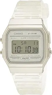 [Casio] Unisex Led Light Transluscent Case Digital Watch, Clear Dial, White Band