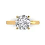 Yellow Gold Solitaire Anniversary Ring, 3 ct Round Cut Simulated Diamond