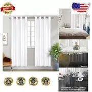 Pure White Blackout Curtains, Thermal Insulated Room Darkening Drapes, Set of 2