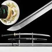 Katana Medieval Damascus Steel Japanese Samurai Sword Hand Forged Real Steel Training Warrior Sword Sharp Blade Ninja Weapons Round cutterhead
