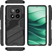 Protective Back Case Cover Compatible with Xiaomi Redmi Note 14 Pro 5G(Domestic Version) Case, Kickstand Shockproof Phone Case Protective Cover,PC and TPU Mobile Phone Case Protective Cover(Black)