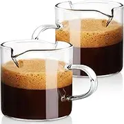 Espresso Cups Set of 2，120ml Double Spouts Coffee Cups, Coffee Bar Accessories, Espresso Shot Glass with Handle, Perfect for Latte, Milk, Milk Froth, and Cappuccino