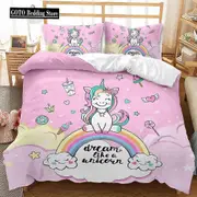 v568 Bed Sheets High Quality Western Bedding Set Winter Duvet Cover Sets Cartoon Unicorns Reactive Printing Kids Adult Bedding Set x 3-Piece Bedding S