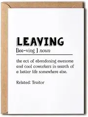 Leaving Card - Sarcastic Farewell Card - Goodbye Card For Coworkers Leaving For New Job - Funny Moving Out - Good Luck Card