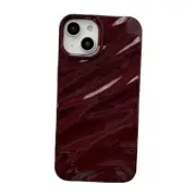 Caseative for iPhone 13 Case,Water Ripple Pattern Curly Wave Shape Wine Red