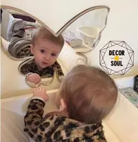 在飛比找Yahoo!奇摩拍賣優惠-米可家飾  寶貝歐風 壓克力造型安全鏡子 小蝴蝶壁掛鏡 公主
