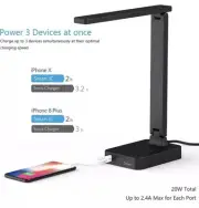 Drevet LED Desk Lamp with USB Port & 2 AC Outlets – Dimmable Desk Light