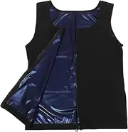 TOKIDNY Men's Sauna Sweat Vest Compression Workout Shirt with Zipper for Enhanced Fat Loss Breathable Material for Exercise Waist Trimmer for Men for Gym and Running