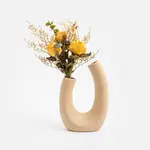 簡約現代U型陶瓷花瓶-米黃