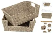 Seagrass Wicker Baskets for Storage, Pantry Baskets Organization and Natural