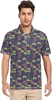 [ZZXXB] Tiger Pine Tree Men's Polo Shirts Short Sleeve Quick Dry Athletic Outdoor Sports Golf Shirts S-XXL