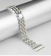 For Fitbit Versa 4/Sense 2 Resin Strap Bling Rhinestone Steel Metal Watch Band