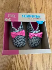 Stride Rite Baby Girl Shoes Size 0-6 months Leopard Print Pink Bow