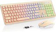Wireless Keyboard and Mouse Combo - RGB Backlit, Rechargeable & Light Up Letters, Full-Size, Ergonomic Tilt Angle, Sleep Mode, 2.4GHz Quiet Keyboard Mouse for Mac, Windows, Laptop, PC