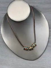 Boho Colorful Rhinestone Floating Pendant Choker Necklace 16” Cord New NWT B