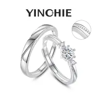 在飛比找蝦皮商城優惠-Yinchie 莫桑石鑽戒女男純銀情侶對戒鉑結婚求婚戒鑽石戒