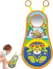 Steering Wheel Blanket Toy - Pretend Dashboard, Driving Panel | 360-degree Rotating Simulated Driving Steering Wheels with Music, Interactive Toddler Car Game for Learning, Musical Light-Up Toy